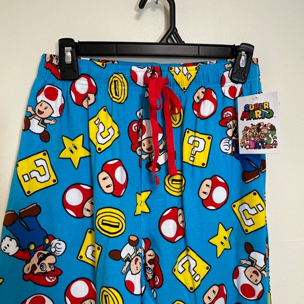Super Mario Bros  NWT Lounge Pants Mens Small Mushrooms AOP Sleepwear